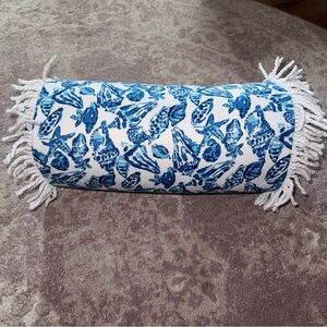 Lilly Pulitzer GWP Blue and White Beach Bolster Pillow Shell Collector
